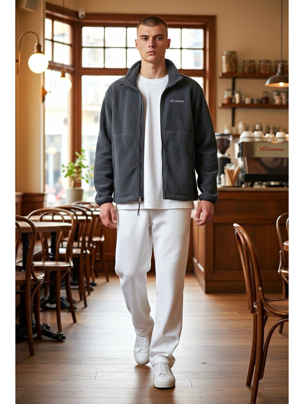 Columbia Men's Gray Full-Zip Fleece Jacket w/ Pockets Size L